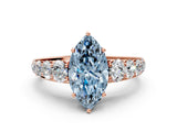 Rose gold Fancy Blue Marquise Cut Brilliant Diamond Pavé Band with Six-Prong Setting_12
