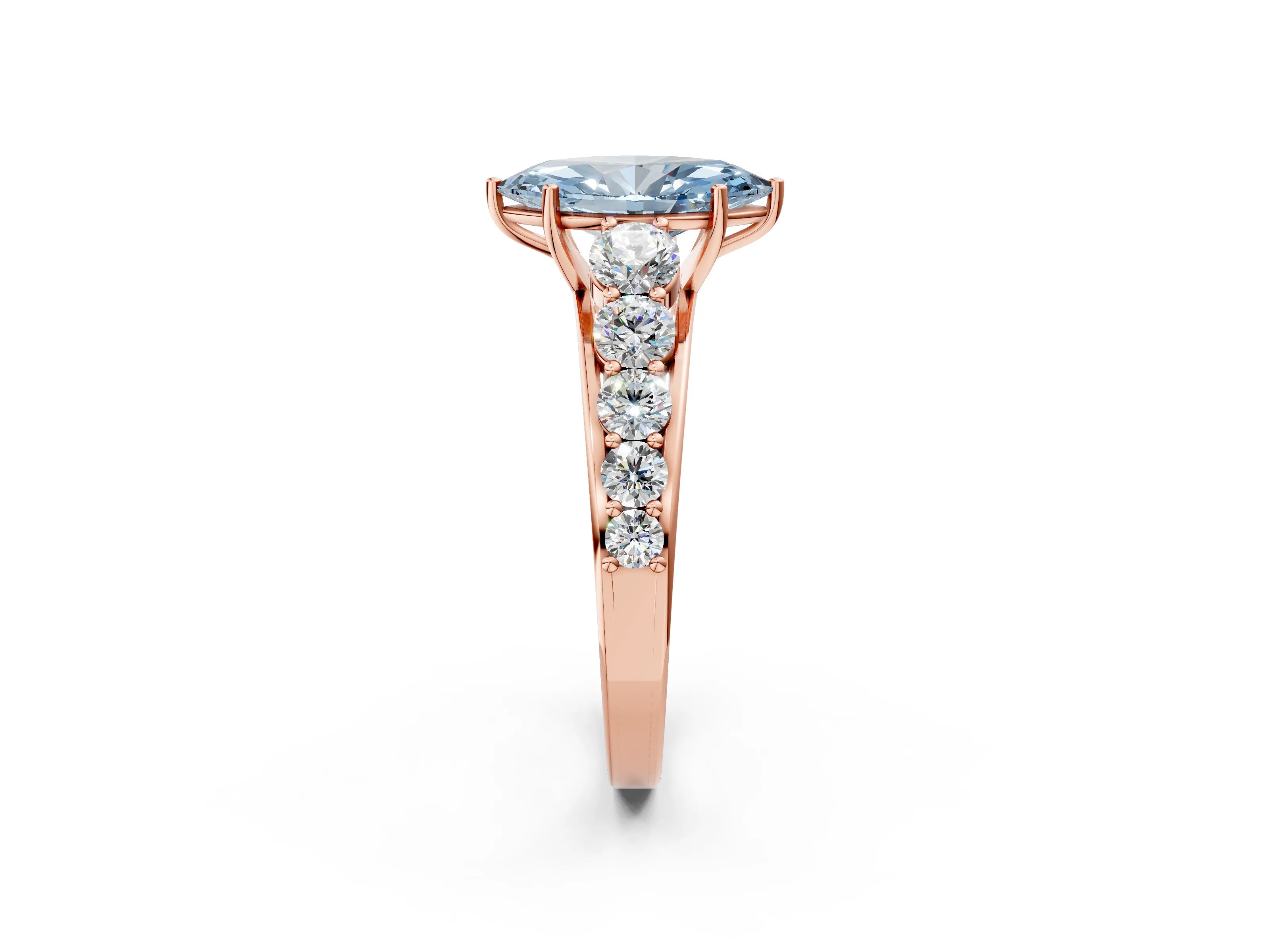 Rose gold Fancy Blue Marquise Cut Brilliant Diamond Pavé Band with Six-Prong Setting_2