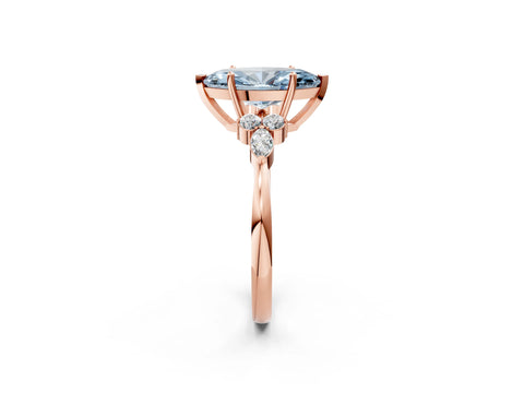 Rose gold Fancy Blue Marquise Cut Brilliant Diamond Solitaire Ring with Pear Side Stones and Four-Prong Setting_5