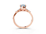 Rose gold Fancy Blue Marquise Cut Brilliant Diamond Solitaire Ring with Pear Side Stones and Four-Prong Setting_6