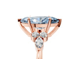 Rose gold Fancy Blue Marquise Cut Brilliant Diamond Solitaire Ring with Pear Side Stones and Four-Prong Setting_8