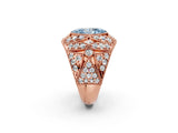 Rose gold Fancy Blue Marquise Cut Brilliant Halo Pave Diamond Milgrain Ring_2