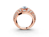 Rose gold Fancy Blue Marquise Cut Brilliant Halo Pave Diamond Milgrain Ring_3