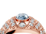 Rose gold Fancy Blue Marquise Cut Brilliant Halo Pave Diamond Milgrain Ring_4