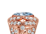Rose gold Fancy Blue Marquise Cut Brilliant Halo Pave Diamond Milgrain Ring_5