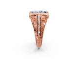 Rose gold Fancy Blue Marquise Cut Brilliant Milgrain Filigree Diamond Ring with Square Prong Setting_2