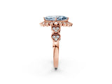Rose gold Fancy Blue Marquise Cut Brilliant Milgrain Pave Heart Band Solitaire Ring_2