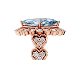 Rose gold Fancy Blue Marquise Cut Brilliant Milgrain Pave Heart Band Solitaire Ring_5