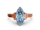 Rose gold Fancy Blue Marquise Cut Brilliant Solitaire Diamond Ring with Channel Set Band and Bar Prong Setting_12