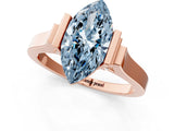 Rose gold Fancy Blue Marquise Cut Brilliant Solitaire Diamond Ring with Channel Set Band and Bar Prong Setting_13