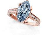 Rose gold Fancy Blue Marquise Cut Brilliant Split Shank Pave Solitaire Ring with Four-Prong Setting_1