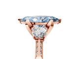 Rose gold Fancy Blue Marquise Cut Brilliant Three-Stone Diamond Ring with Pavé Band and Four-Prong Setting_8
