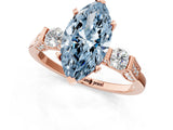 Rose gold Fancy Blue Marquise Cut Brilliant Three-Stone Pave Band with Four-Prong Setting_1
