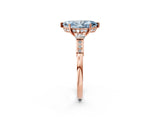 Rose gold Fancy Blue Marquise Cut Brilliant Three-Stone Pave Band with Four-Prong Setting_2