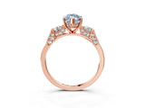 Rose gold Fancy Blue Marquise Cut Brilliant Three-Stone Pave Band with Four-Prong Setting_3