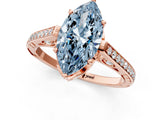 Rose gold Fancy Blue Marquise  Cut Cathedral Pave Diamond Engagement Ring with Six-Prong Setting_33