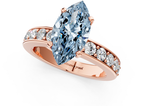 Rose gold Fancy Blue Marquise  Cut Channel Set Diamond Engagement Ring with Four-Prong Setting_236