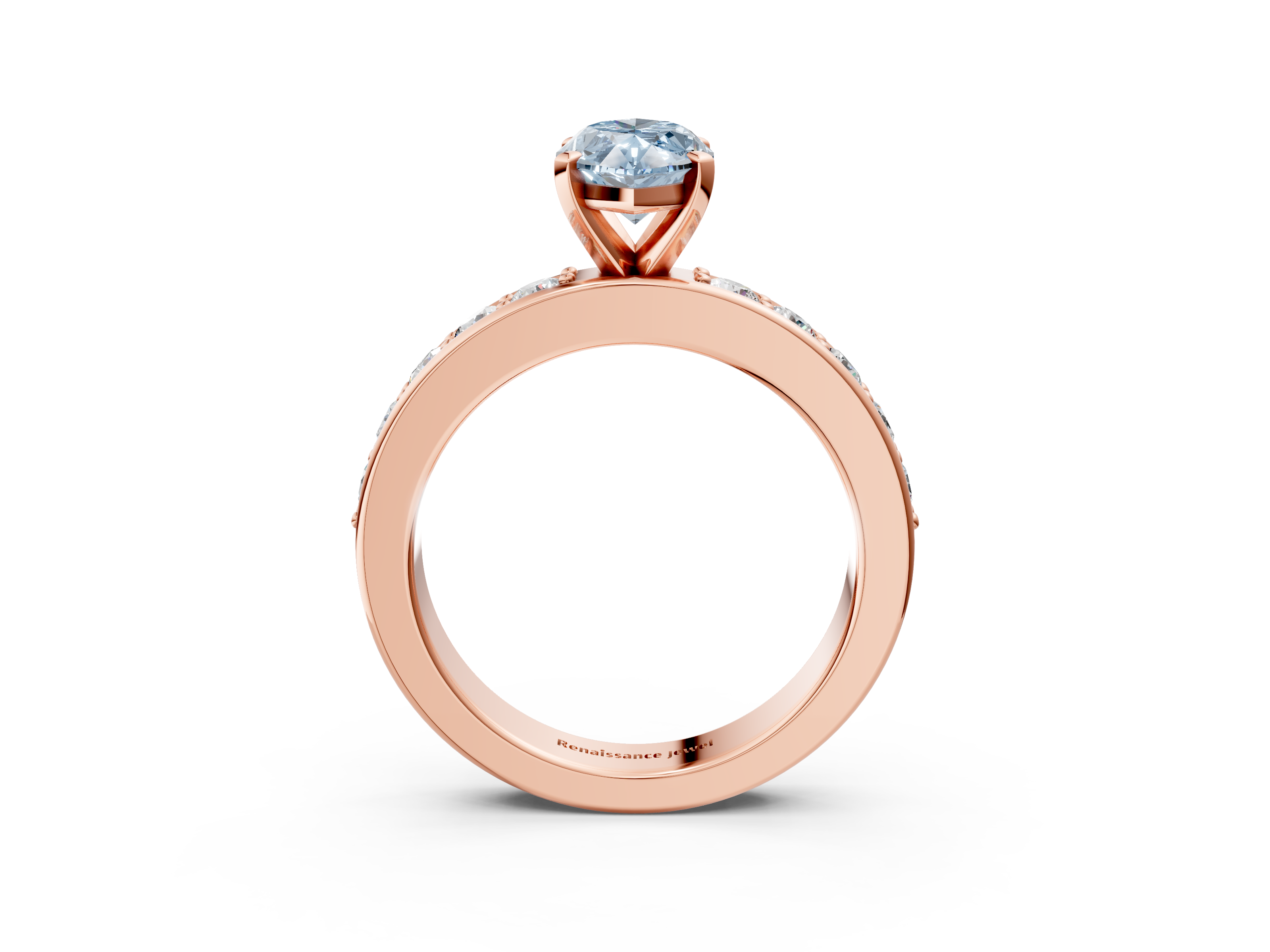 Rose gold Fancy Blue Marquise  Cut Channel Set Diamond Engagement Ring with Four-Prong Setting_238