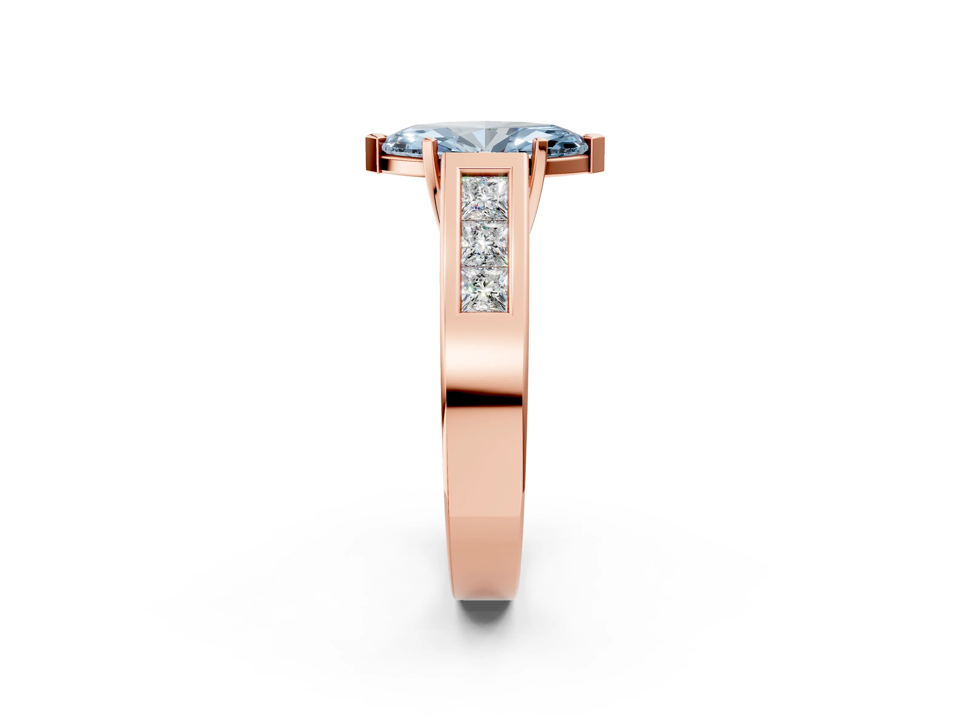 Rose gold Fancy Blue Marquise Cut Cut Channel Set Solitaire Ring with Four-Prong Setting_2