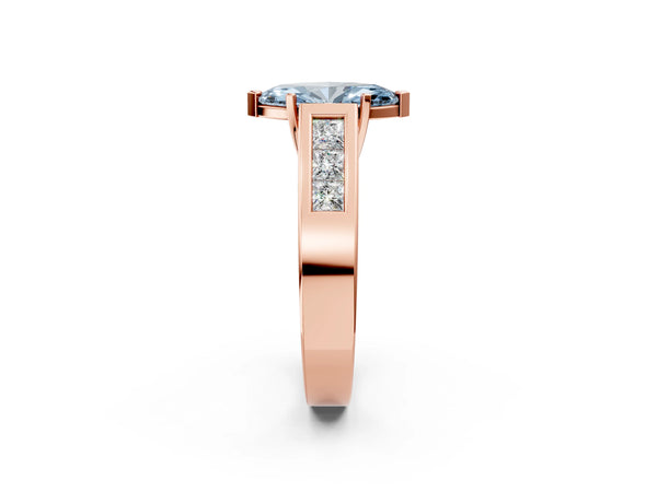 Rose gold Fancy Blue Marquise Cut Cut Channel Set Solitaire Ring with Four-Prong Setting