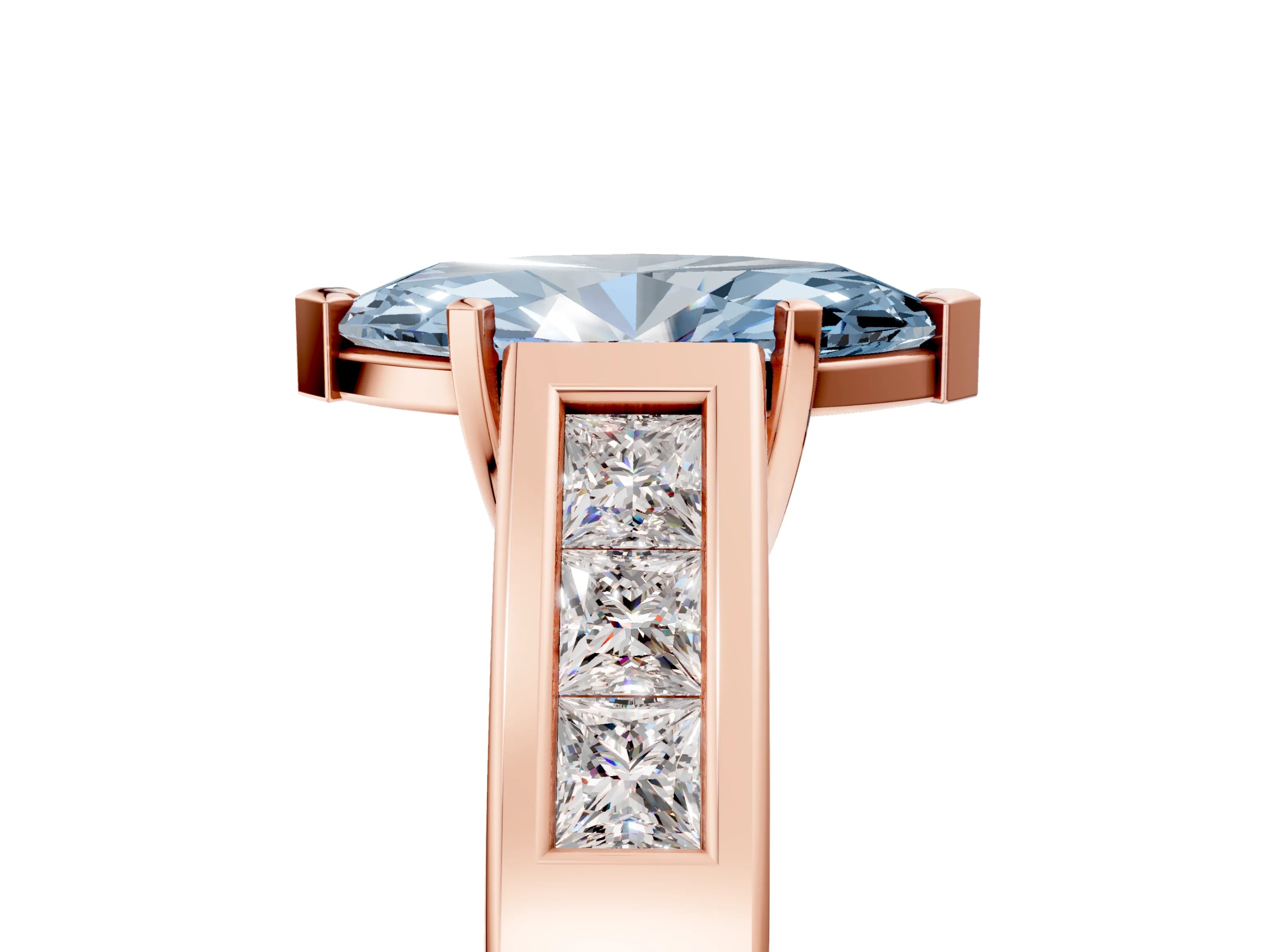 Rose gold Fancy Blue Marquise Cut Cut Channel Set Solitaire Ring with Four-Prong Setting_5
