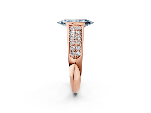 Rose gold Fancy Blue Marquise Cut Diamond Channel Set Pave Band with Tension Prong Setting