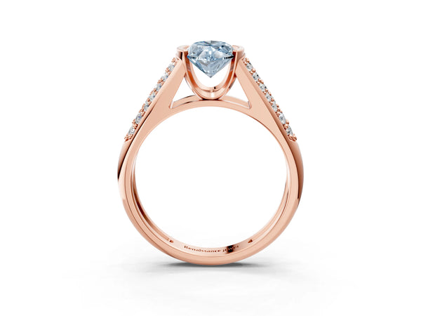Rose gold Fancy Blue Marquise Cut Diamond Channel Set Pave Band with Tension Prong Setting