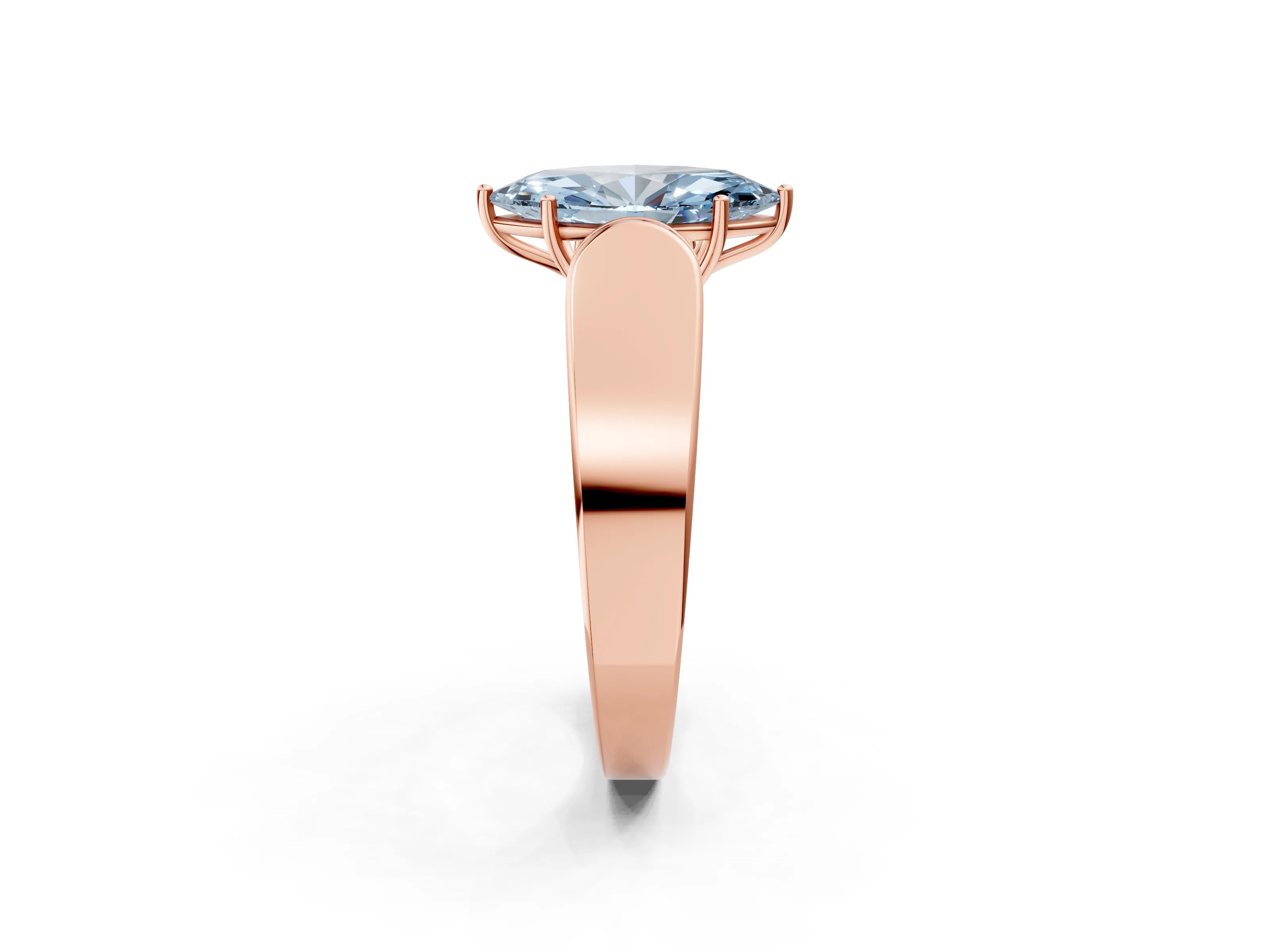 Rose gold Fancy Blue Marquise Cut Cut Diamond Channel Set Solitaire Ring with Four-Prong Setting_2