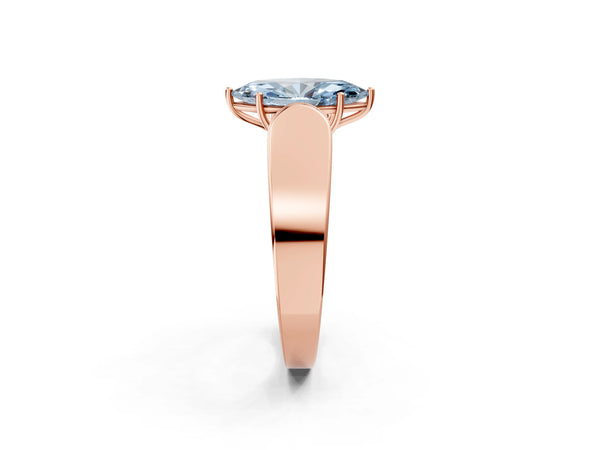 Rose gold Fancy Blue Marquise Cut Cut Diamond Channel Set Solitaire Ring with Four-Prong Setting