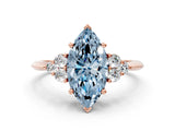 Rose gold Fancy Blue Marquise Cut Cut Diamond Cluster Ring with Solitaire Band and Four-Prong Setting_12