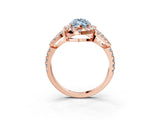 Rose gold Fancy Blue Marquise Cut Cut Diamond Halo Engagement Ring with Open Split Pavé Band_3