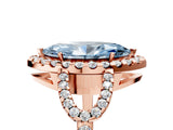 Rose gold Fancy Blue Marquise Cut Cut Diamond Halo Engagement Ring with Open Split Pavé Band_5
