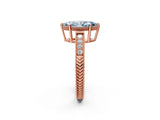 Rose gold Fancy Blue Marquise Cut Cut Diamond Milgrain Pave Band Four-Prong Setting Ring_5