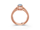 Rose gold Fancy Blue Marquise Cut Cut Diamond Milgrain Pave Band Four-Prong Setting Ring_6