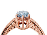 Rose gold Fancy Blue Marquise Cut Cut Diamond Milgrain Pave Band Four-Prong Setting Ring_7