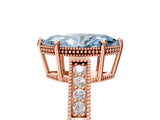 Rose gold Fancy Blue Marquise Cut Cut Diamond Milgrain Pave Band Four-Prong Setting Ring_8