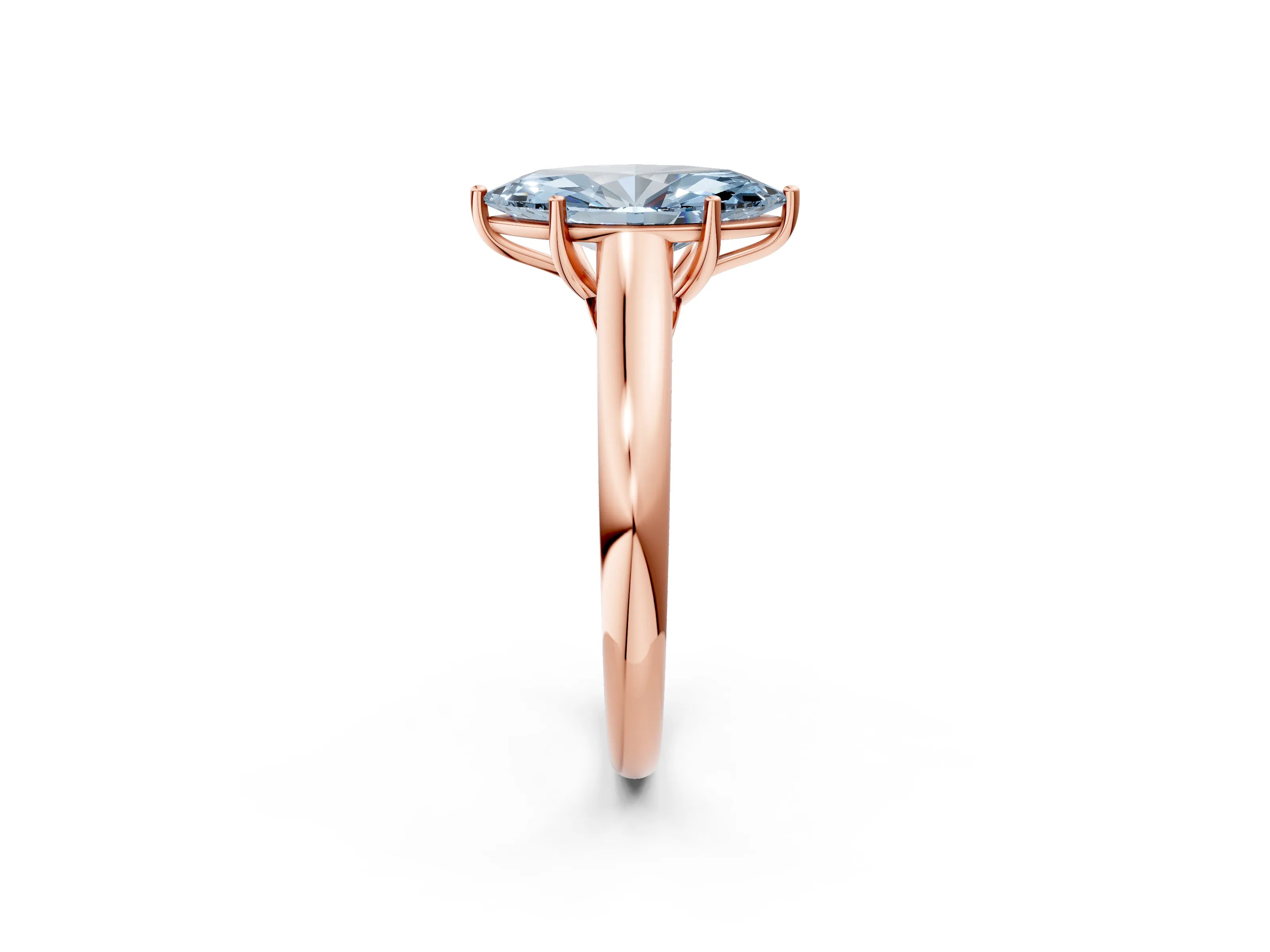 Rose gold Fancy Blue Marquise Cut Cut Diamond Solitaire Engagement Ring with Tapered Plain Band and Four-Prong Setting_2