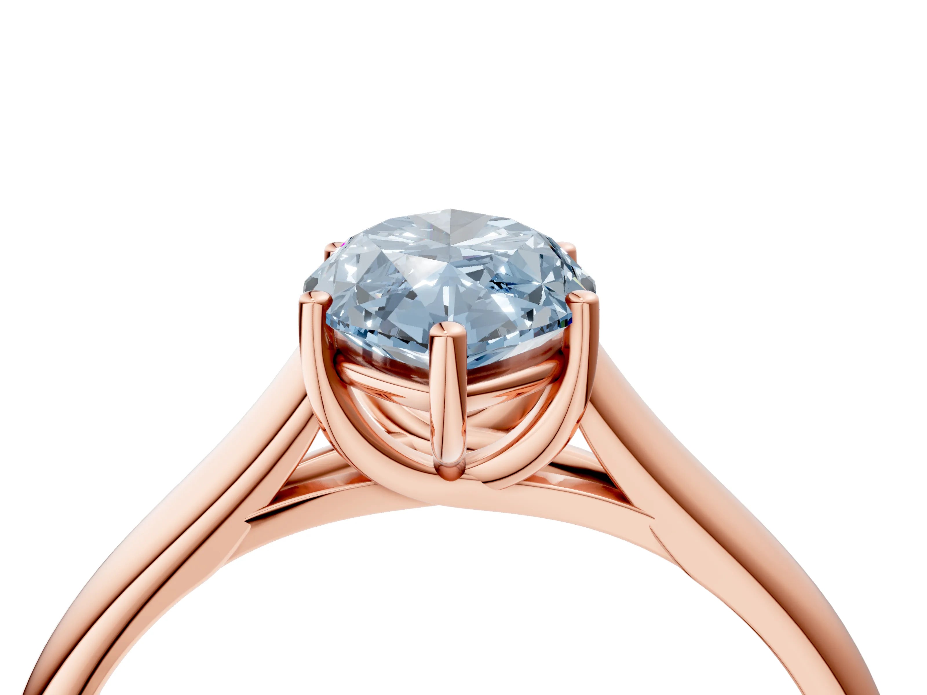 Rose gold Fancy Blue Marquise Cut Cut Diamond Solitaire Engagement Ring with Tapered Plain Band and Four-Prong Setting_4