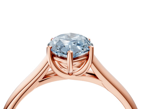 Rose gold Fancy Blue Marquise Cut Cut Diamond Solitaire Engagement Ring with Tapered Plain Band and Four-Prong Setting_4