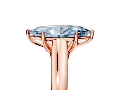 Rose gold Fancy Blue Marquise Cut Cut Diamond Solitaire Engagement Ring with Tapered Plain Band and Four-Prong Setting_5