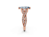 Rose gold Fancy Blue Marquise Cut Cut Diamond Twisted Band with Milgrain Pave Setting and Four-Prong Setting_2
