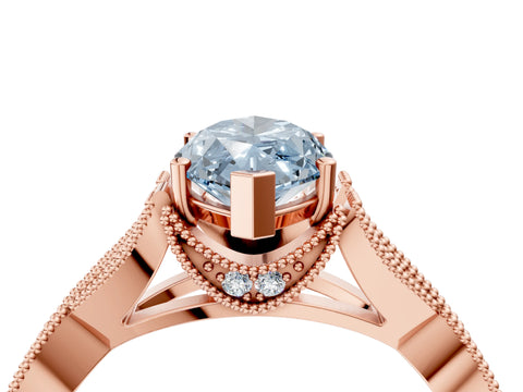 Rose gold Fancy Blue Marquise Cut Cut Diamond Twisted Band with Milgrain Pave Setting and Four-Prong Setting_4