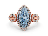 Rose gold Fancy Blue Marquise Cut Cut Halo Diamond Infinity Band with Four-Prong Setting