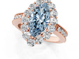 Rose gold Fancy Blue Marquise Cut Cut Halo Diamond Pavé Engagement Ring with Milgrain Detailing_1