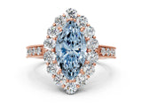 Rose gold Fancy Blue Marquise Cut Cut Halo Diamond Pavé Engagement Ring with Milgrain Detailing_12