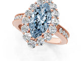 Rose gold Fancy Blue Marquise Cut Cut Halo Diamond Pavé Engagement Ring with Milgrain Detailing_13