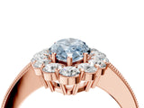 Rose gold Fancy Blue Marquise Cut Cut Halo Diamond Pavé Engagement Ring with Milgrain Detailing_16