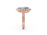 Rose gold Fancy Blue Marquise Cut Cut Halo Diamond Pavé Engagement Ring with Milgrain Detailing_2