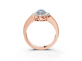 Rose gold Fancy Blue Marquise Cut Cut Halo Diamond Pavé Engagement Ring with Milgrain Detailing_3
