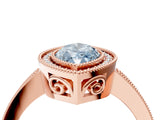 Rose gold Fancy Blue Marquise Cut Cut Halo Pavé Diamond Ring_4
